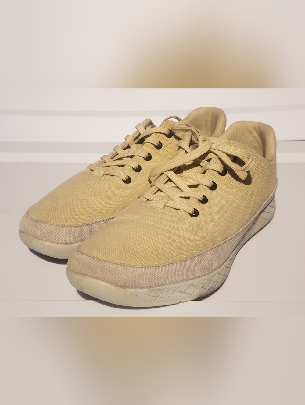 Men Nobull Canvas Trainer Gym Low Top Sneakers Lace Up Sand Gray Size 12